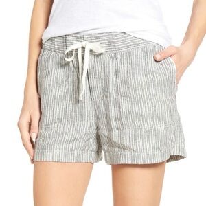 Caslon Linen Shorts in Ivory-Black Stripe Size Medium